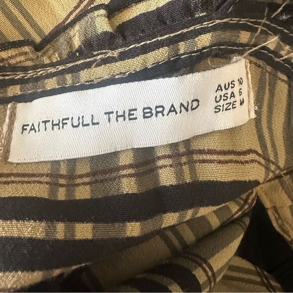 Faithfull the Brand plaid ruffle trim wide leg crop sleeveless Jumpsuit medium 6 - Picture 9 of 11